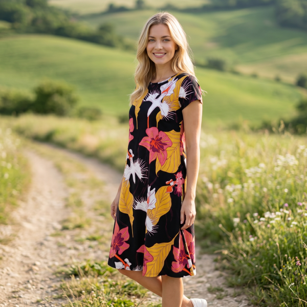 HuiGee Basic naisten mekko Luoto, Illuusio, keltainen