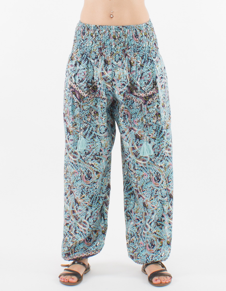 Basic Boho haaremihousut taskuilla, blue