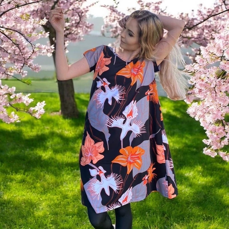 HuiGee Basic naisten mekko Luoto, Illuusio, oranssi