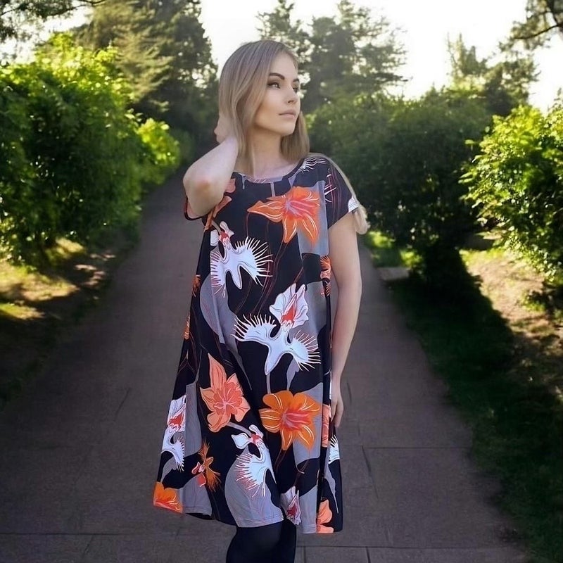 HuiGee Basic naisten mekko Luoto, Illuusio, oranssi