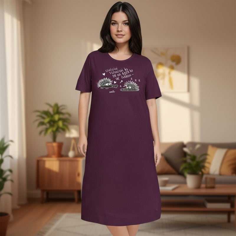 HuiGee Kiroileva Siili naisten y&ouml;paita, S&ouml;pikset, italian luumu