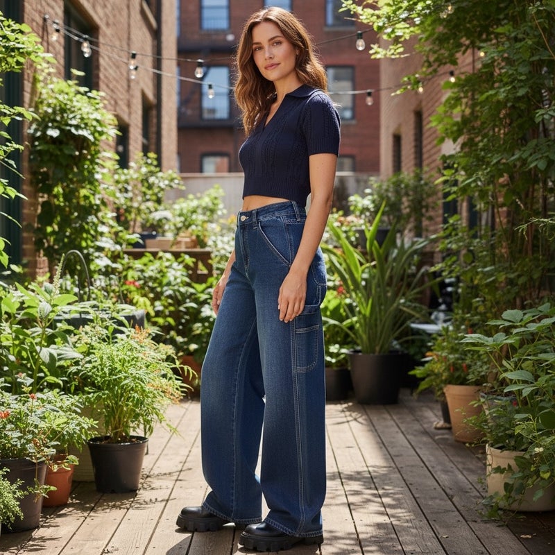 Nina Carter&reg; taskulliset korkeavy&ouml;t&auml;r&ouml;iset naisten farkut, tummansiniset