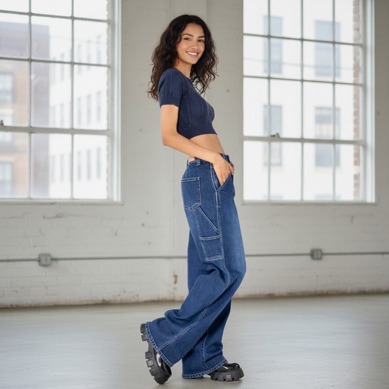 Nina Carter&reg; taskulliset korkeavy&ouml;t&auml;r&ouml;iset naisten farkut, tummansiniset