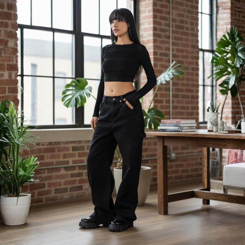 Nina Carter&reg; taskulliset korkeavy&ouml;t&auml;r&ouml;iset naisten farkut, musta