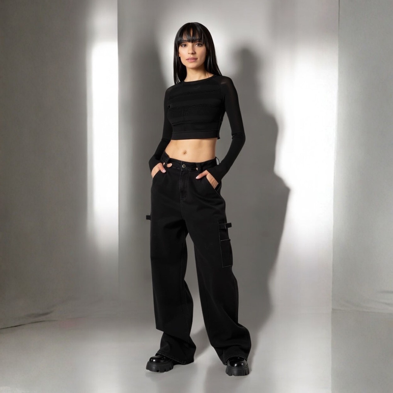 Nina Carter&reg; taskulliset korkeavy&ouml;t&auml;r&ouml;iset naisten farkut, musta