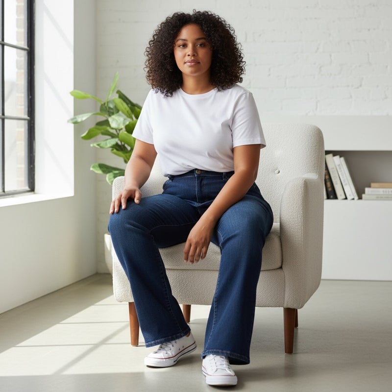 Nina Carter&reg; taskulliset korkeavy&ouml;t&auml;r&ouml;iset naisten plus size Bootcut farkut, tummansiniset