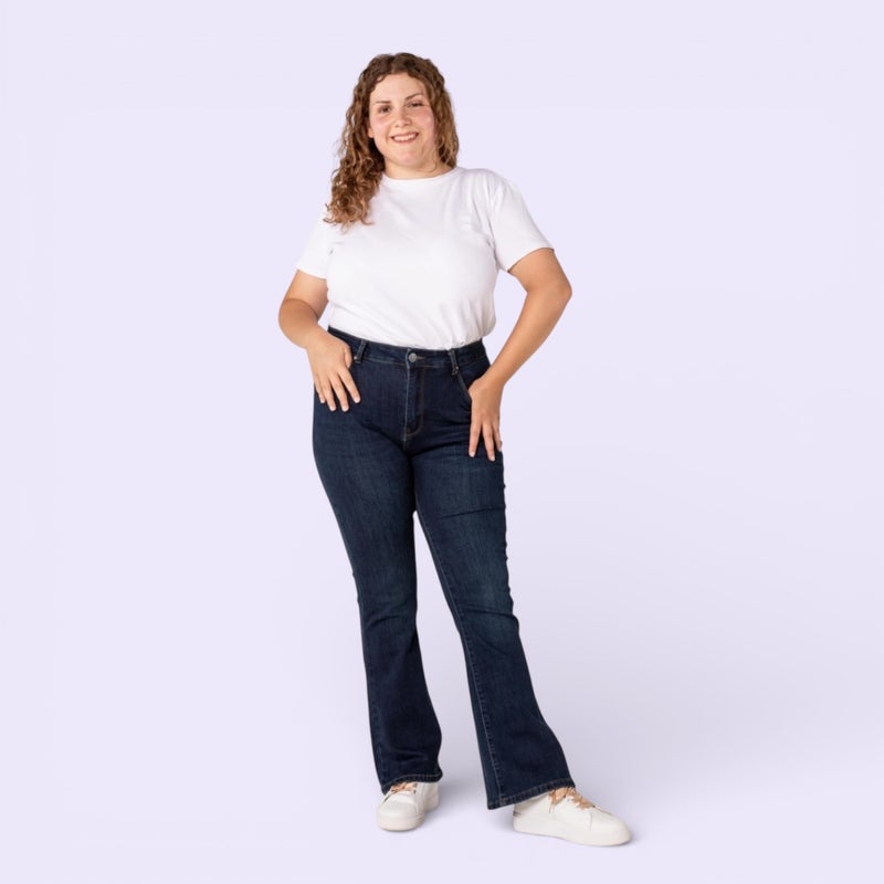 Nina Carter&reg; taskulliset korkeavy&ouml;t&auml;r&ouml;iset naisten plus size Bootcut farkut, tummansiniset