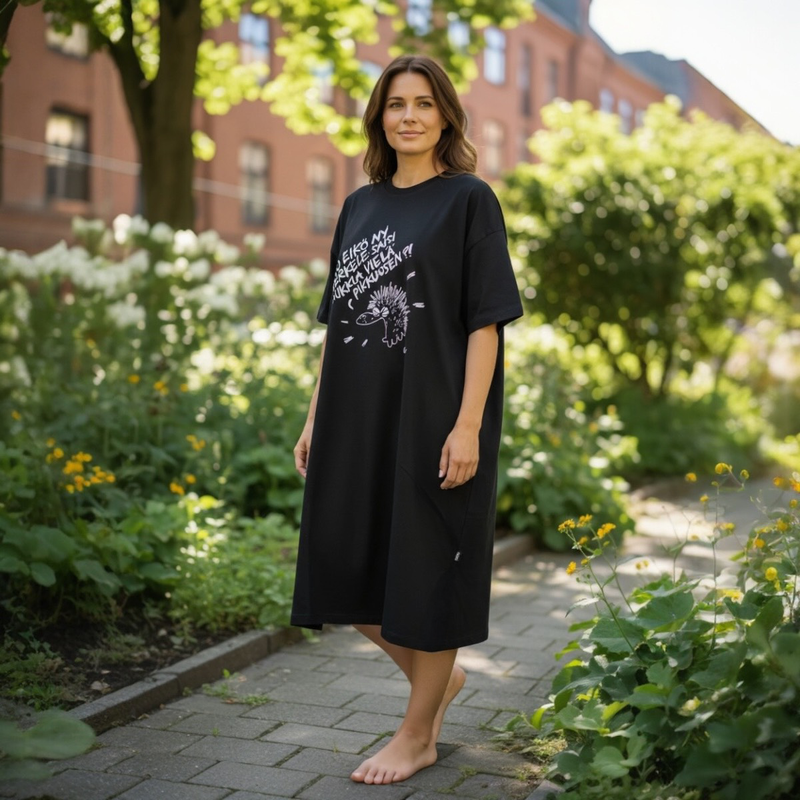 HuiGee Kiroileva Siili naisten y&ouml;paita, Nukkua viel&auml;, musta