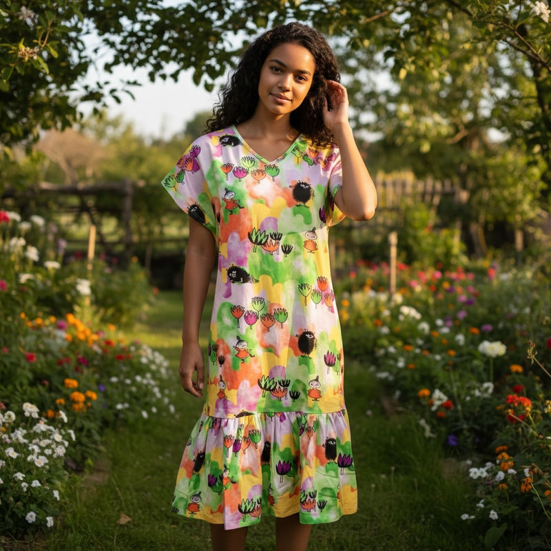 KiOma Muumi naisten  mekko, Mella , Kukkulan kuninkaat  XS-3XL