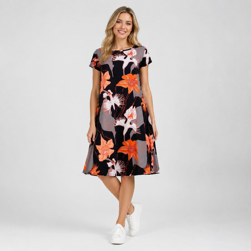 HuiGee Basic naisten mekko Luoto, Illuusio, oranssi