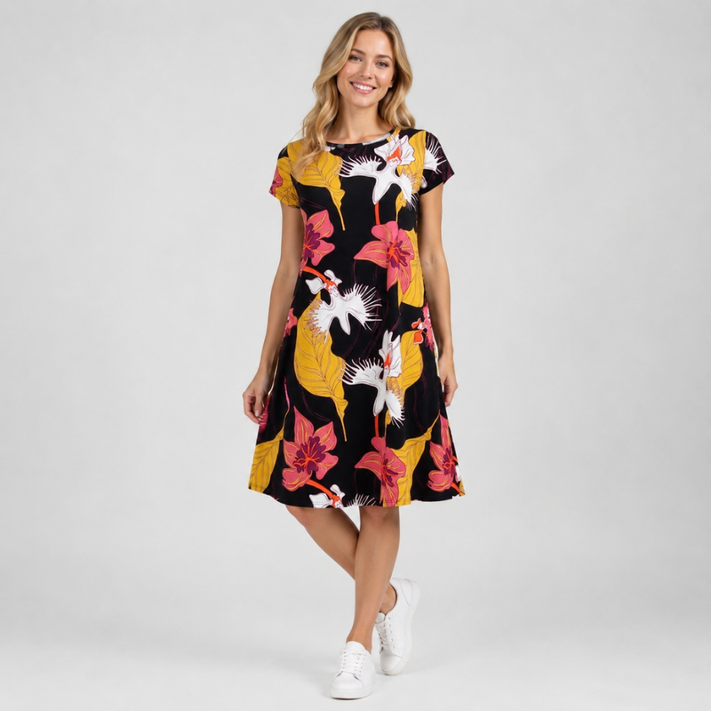 HuiGee Basic naisten mekko Luoto, Illuusio, keltainen