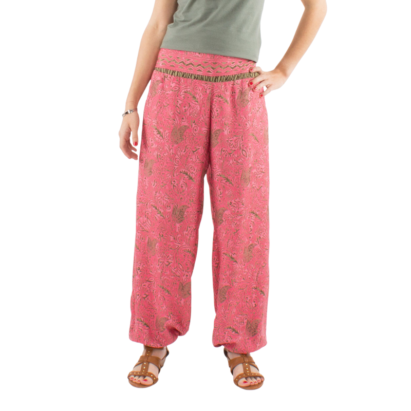 Basic Boho haaremihousut taskuilla, koralli