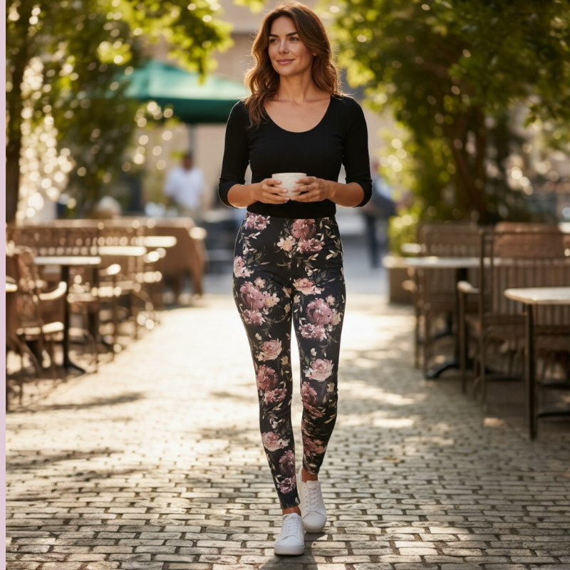 HuiGee naisten Silk trikoo Leggings, hortesia