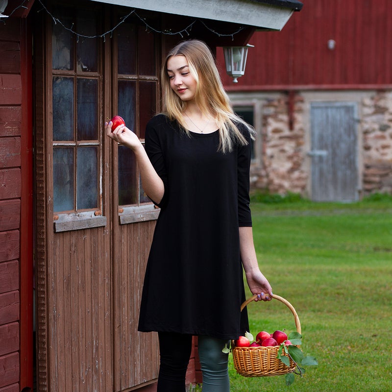 HuiGee Linna naisten lyocell mekko, musta